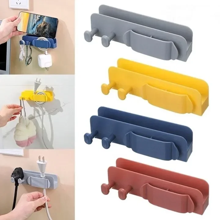 Cable Organizer Clips Wall Mounted Mobile Phone Stand Charging Plug Holder Household Punch-free Power Cord Storage Sticky Hook