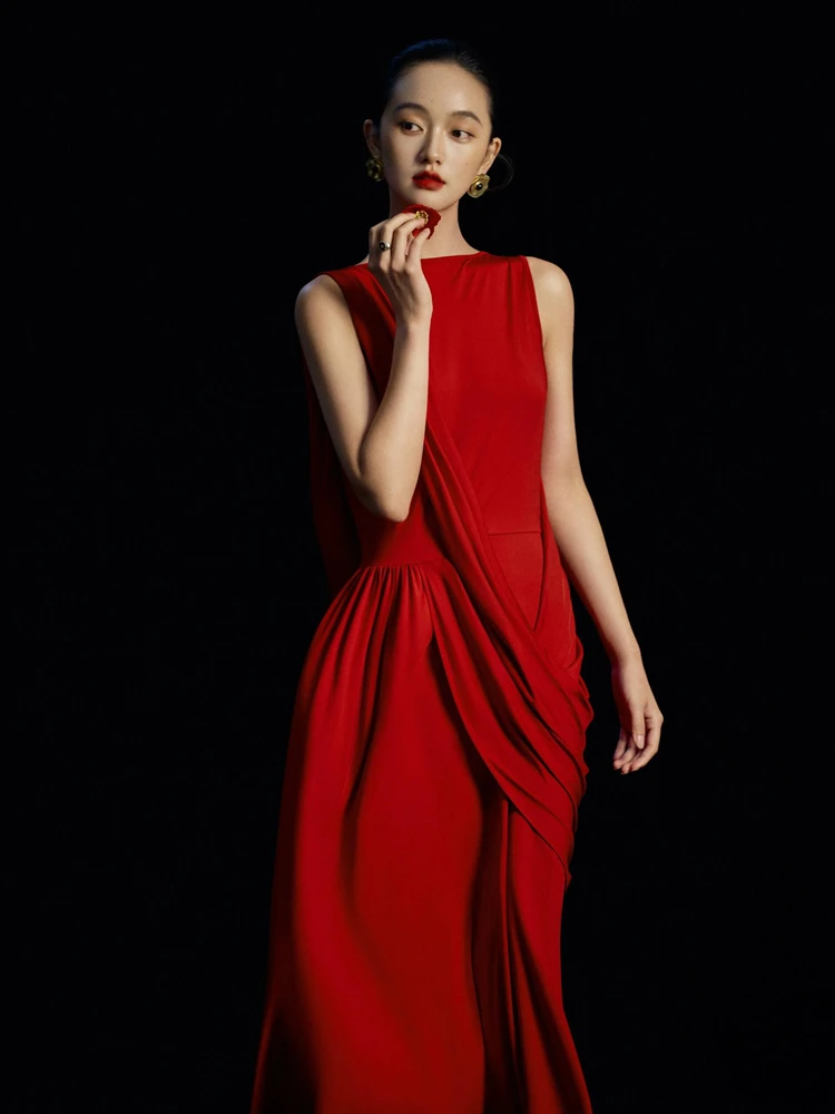 

Ретро-халат в китайском стиле для утренней церемонии, свадебное платье, красная длинная юбка для помолвки, элегантное, атмосферное, на заказ, женское, традиционное