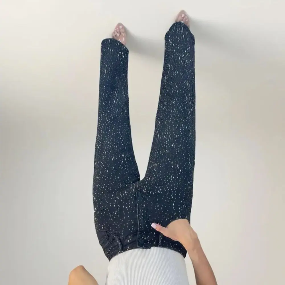 2025 Women Faux Pearl Embellished Jeans Elegant Women Jeans Trendy Faux Pearl Strass Embellished High Waist Jeans Wide Leg pants