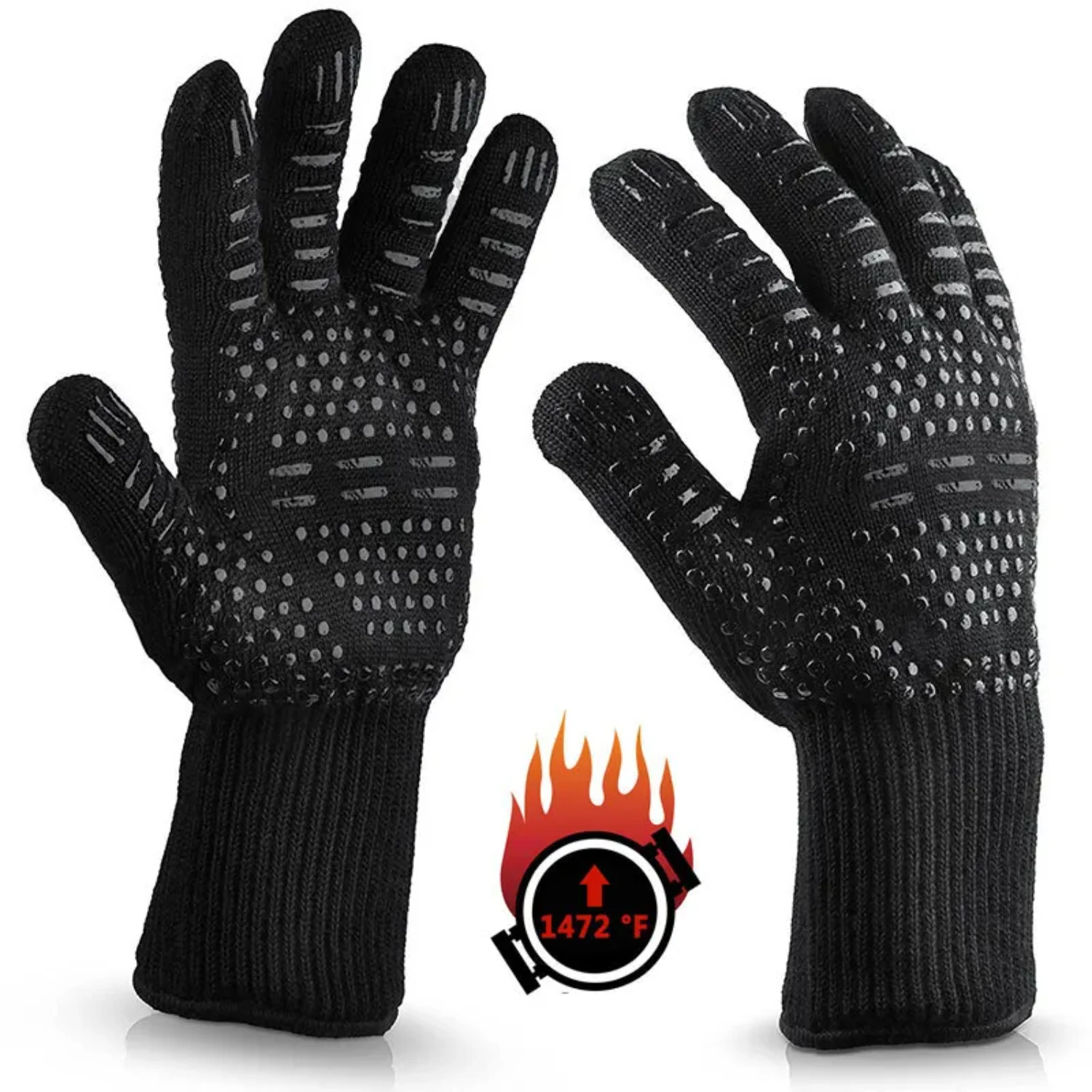 Protective Gear Grilling Gloves Food Grade Kitchen Barbecue Oven Glove Heat Resistant Silicone Cook BBQ Mitt Baking Gloves 2PCS