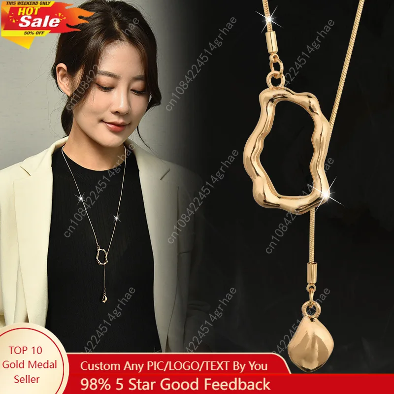 

Stainless Steel Irregular Geometric Long Necklace for Women Charm Party Accessories High-quality Fashion Pendant Gifts
