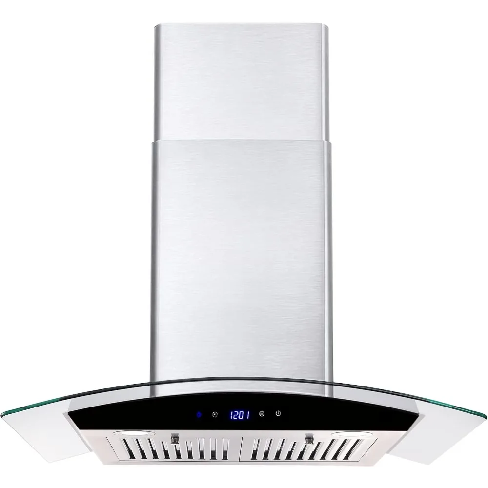 Range Hood 30 Inch, Wall Mount Kitchen Hood with Ducted/Ductless Convertible Duct, Stainless Steel Chimney