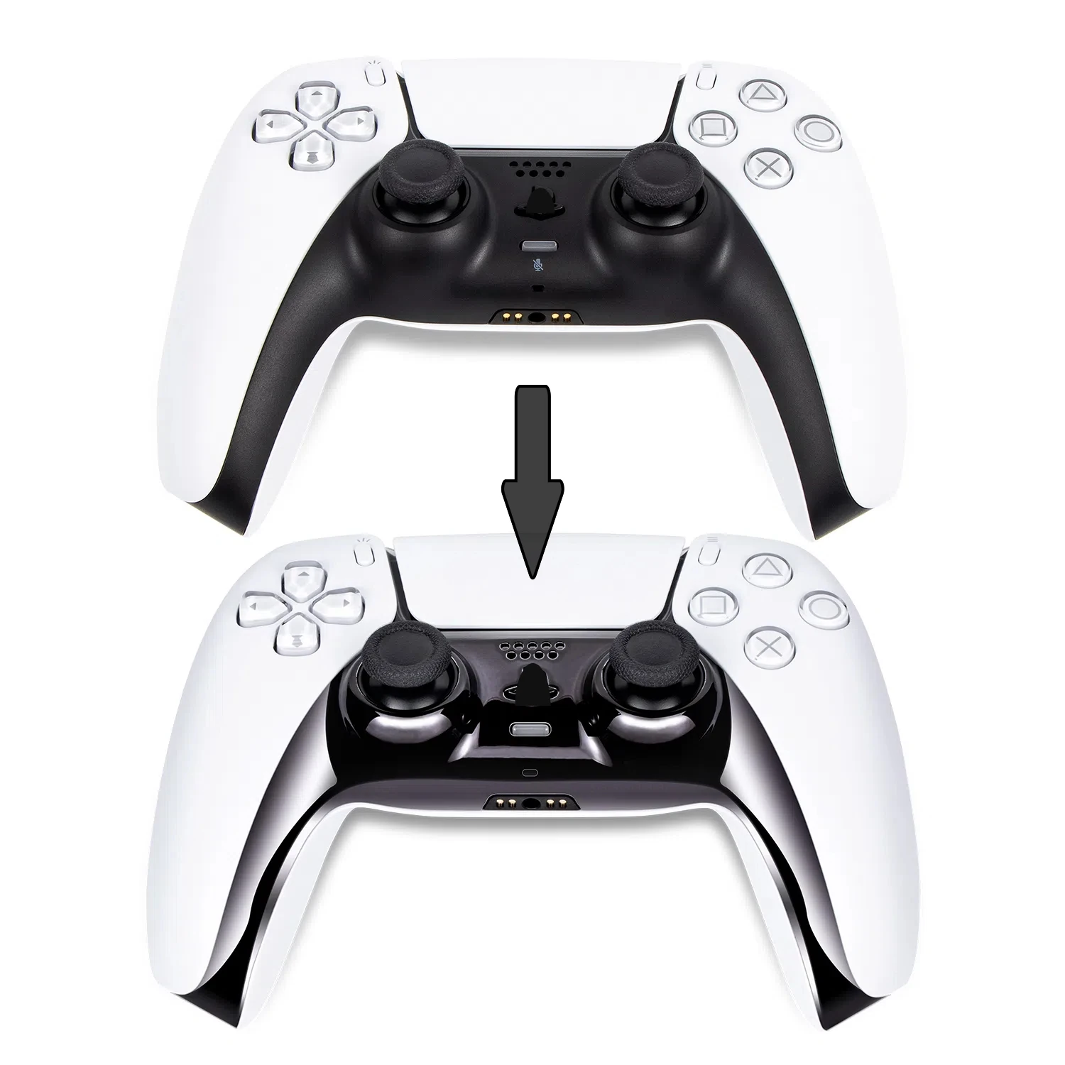 Chrome Black Glossy Chrome DIY Replacement Controller Shell for PS5 Custom Plates Cover Compatible Upgrade for PS5 Slim