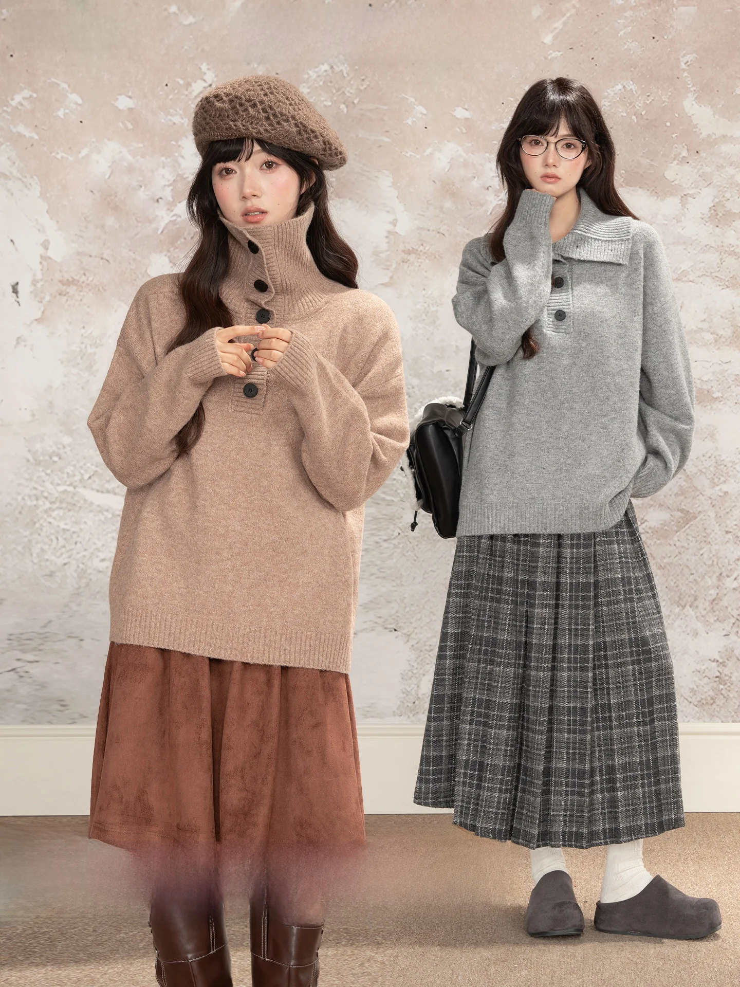 

Женский свитер Loveheynew с высоким воротником, на пуговицах, повседневный, свободного кроя, теплый топ, новинка зимы, универсальный, простой дизайн