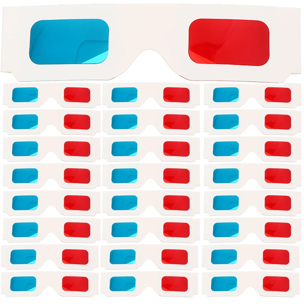 

60Pcs 3D Glasses Paper Red Blue Frames Lightweight Safe for Movies Anaglyph Glasses 3D Eyeglasses