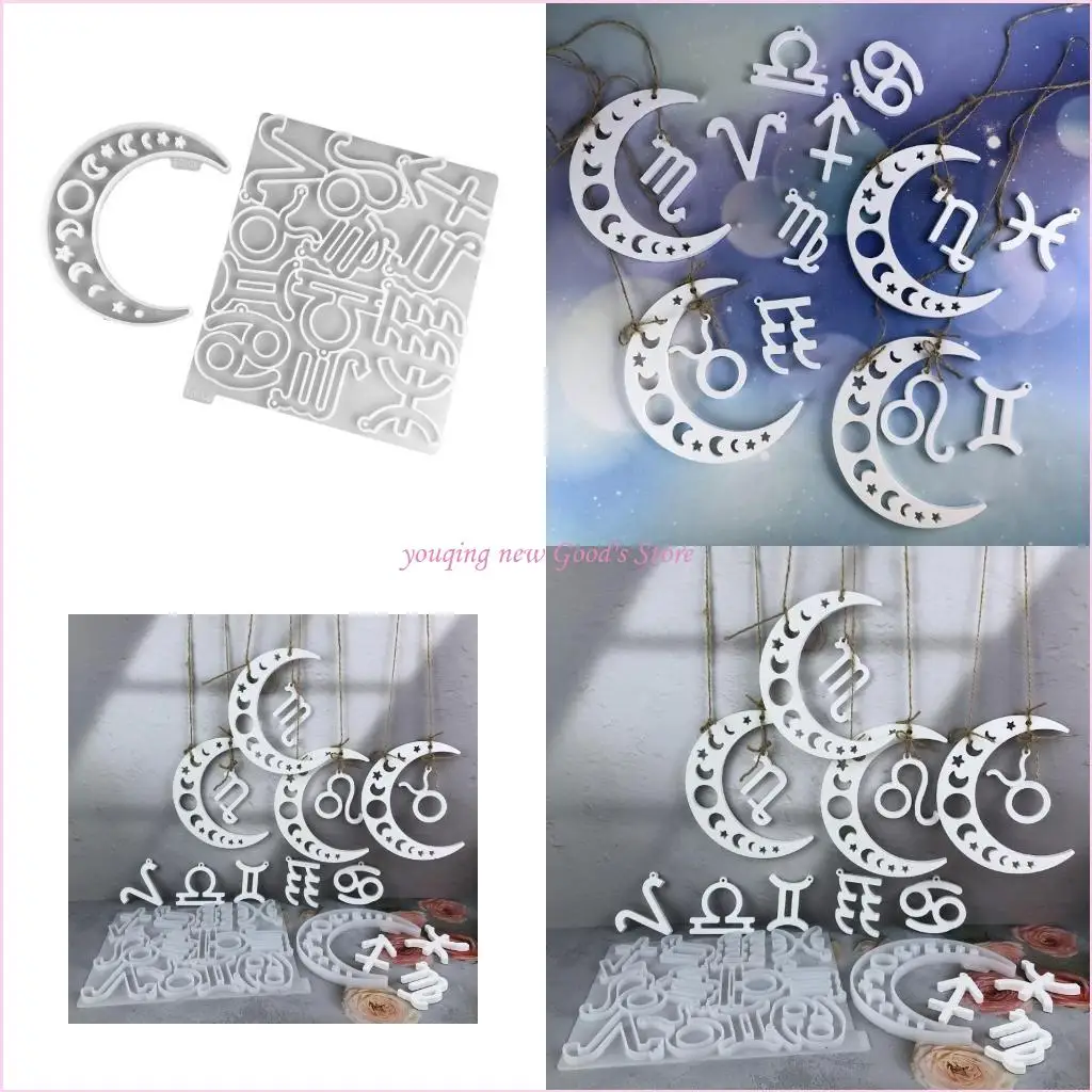 

57QA Pack of 2 Constellations Silicone Mold Handmade Craft Tool Silicone Pendant Mould