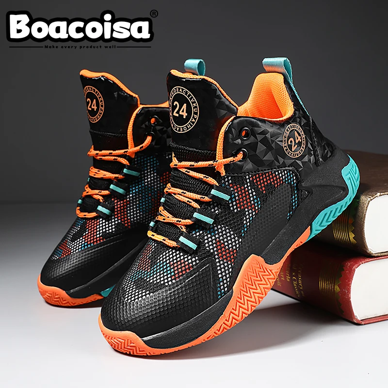 

Children's Basketball Shoes Training Competition Mesh Outdoor Sports Running Sneakers Breathable for Boys Girls