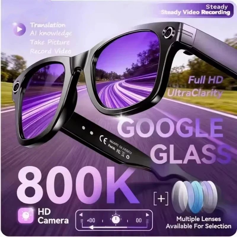 8K HD AI Smart Glasses Men Chat GPT 800MP Camera Bluetooth Call AI Translation Voice Assistant Control Sunglasses Women