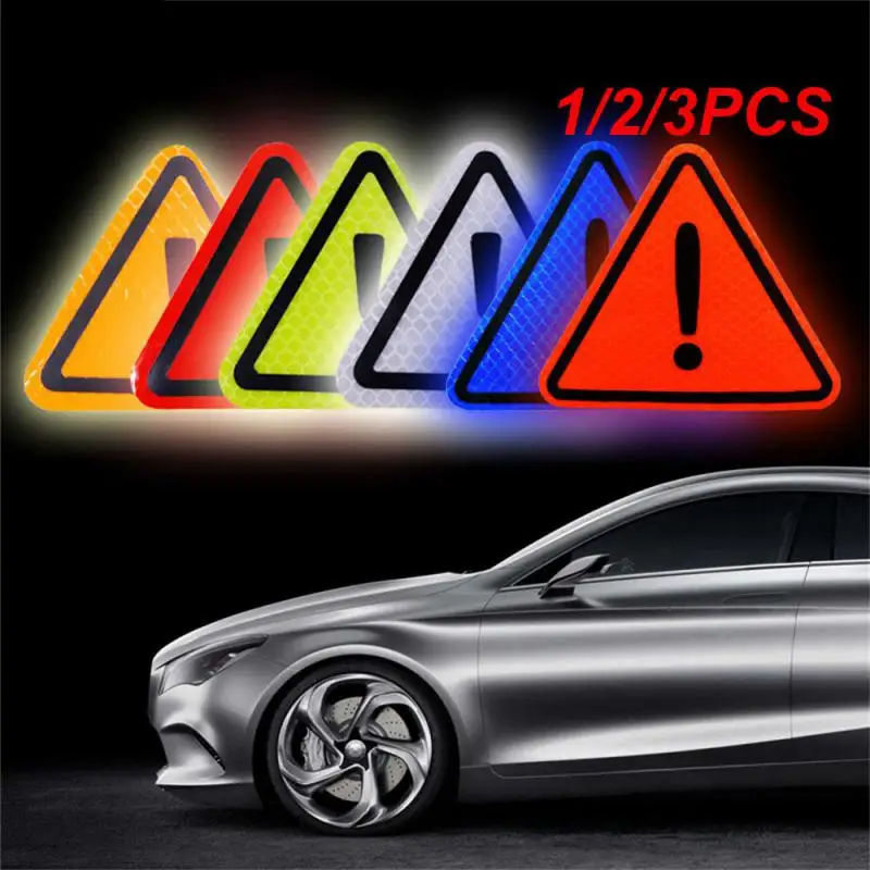 1/2/3PCS Car Reflective Stickers Triangle Safety Warning Night Driving Safety Decal For Auto Truck Motorcycle Trailer