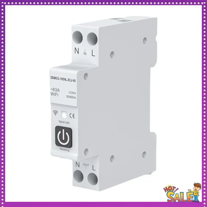 AA87 Tuya WIFI Smart Circuit Breaker 1P+N 1A-63A Adjustable DIN Rail With Metering Work With Smart Life Alexa Home