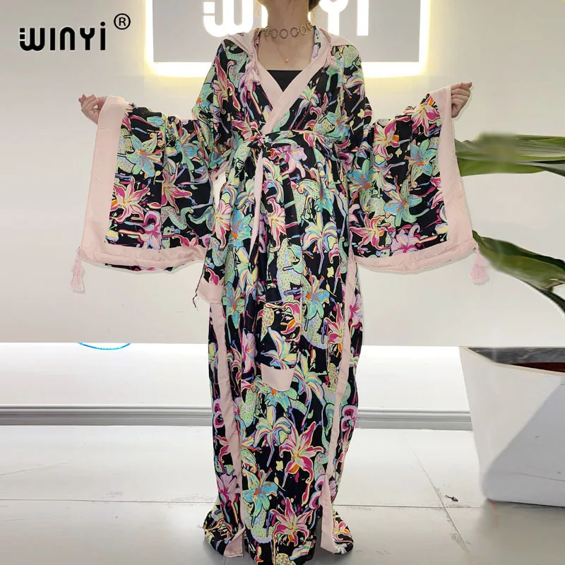 

WINYI Spring dress Women KIMONO Cardigan stitch robes de cock Cocktail sexcy Boho Maxi African Holiday Batwing Sleeve Robe