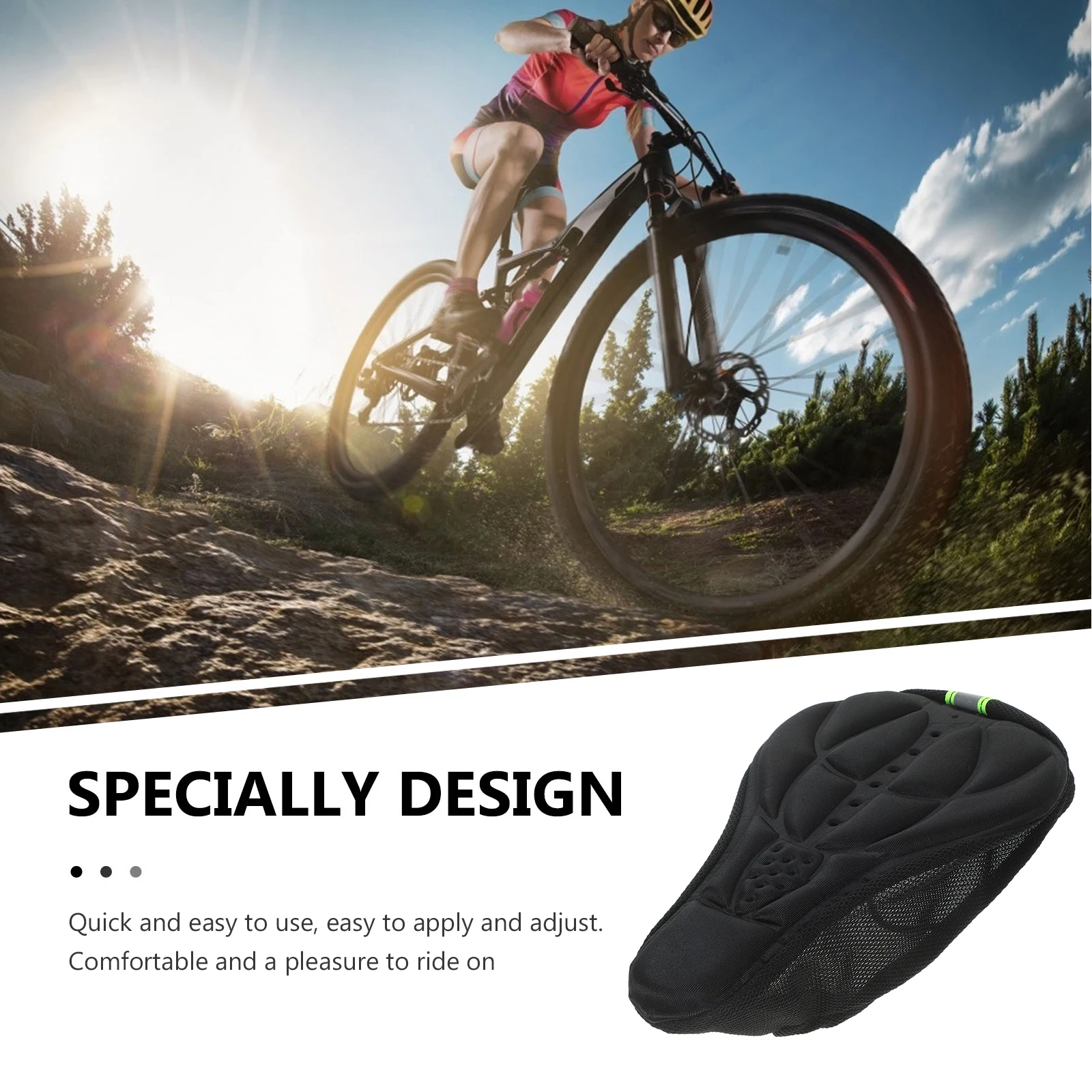 

Universal Mountain Bike 3D Thick Sponge Silicone Seat Cushion Cover Breathable Ergonomic Design Anti Friction Narrow Front For