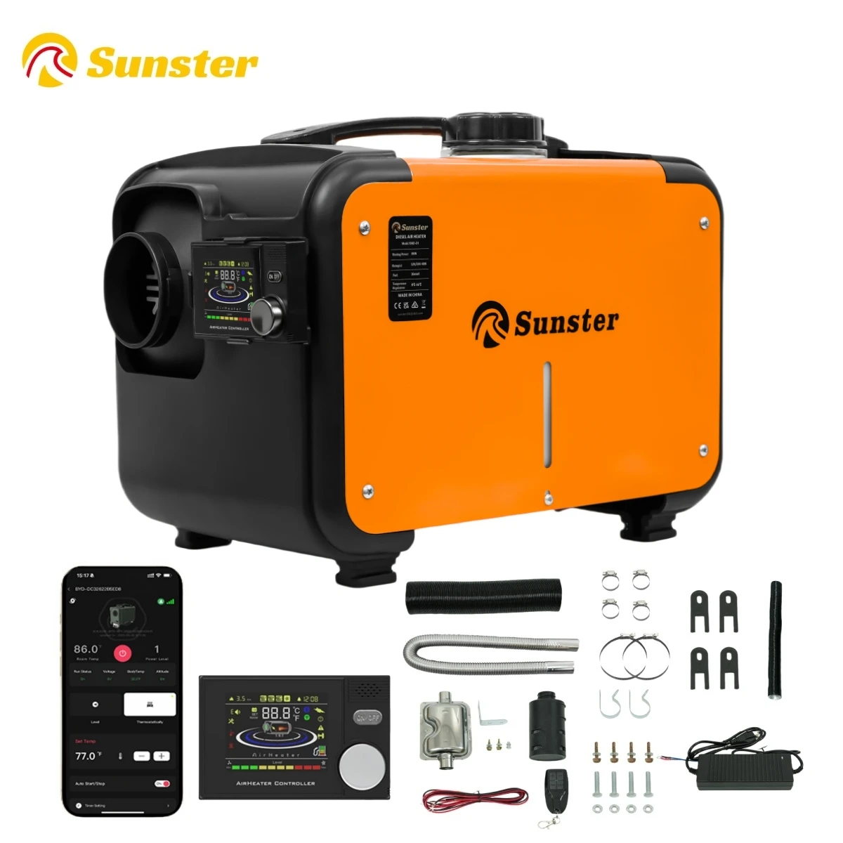 8KW 12V 24V 220V AC&DC universal Diesel Air Heater w/bluetooth App,constant temperature,24h timer Parking Heater for Van Camping