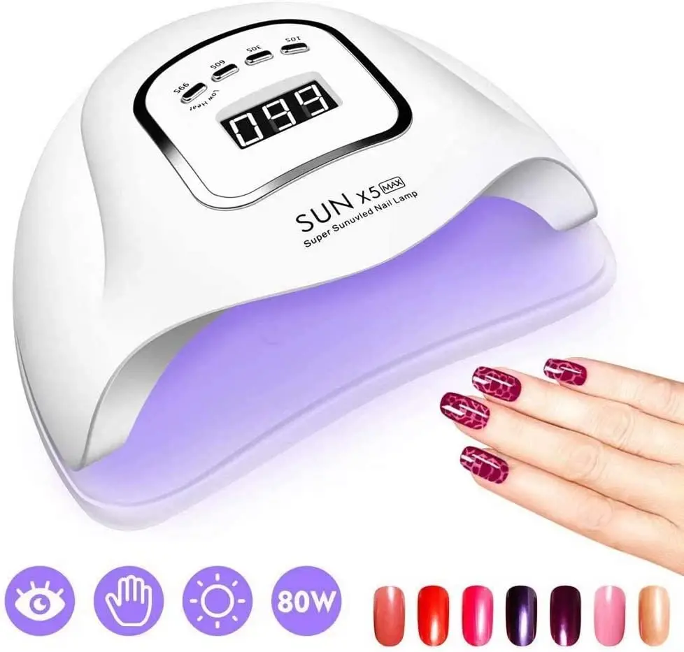 SUN X5 Max Kit per unghie Lampada per unghie 80W 10 colori Kit per smalto gel UV Set di strumenti per manicure Set di macchine per trapano per unghie con base superiore