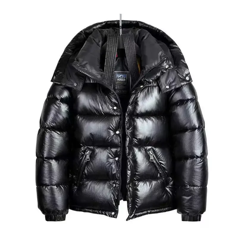 2024 New Brand Winter Men Bright Short Thick Down Padded Jacket Male Black With Hood Jacket Thick Men\'s Clothing M-3XL