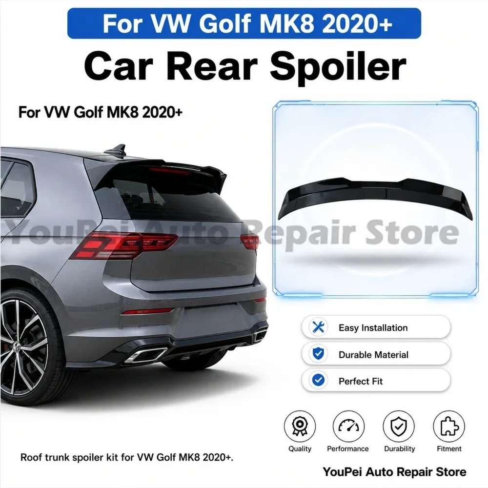 For VW Golf MK8 2020+ Sport Roof Trunk Spoiler Deflector Stickers Kit OEM Drill Free Aerodynamic Hot Hatch Modification Parts