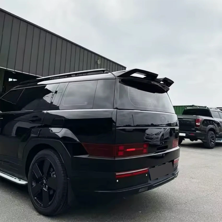 ل 2024-2025 هيونداي سانتا FE MX5 غطاء صندوق السيارة الخلفي سقف سبويلر أجنحة الكربون الأسود اكسسوارات السيارات جزء