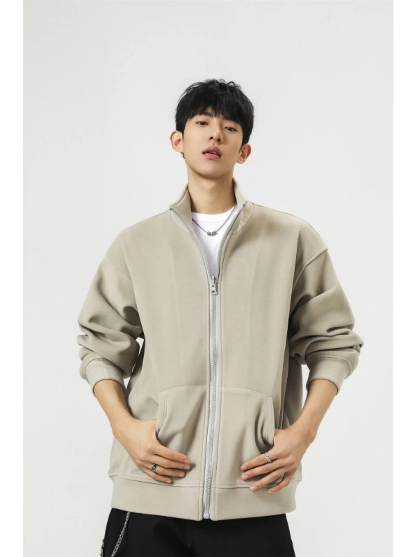 

Corduroy Jaet Men's Casual Loose Spor American Heavyweight Hardwearing Stand Collar Top Autumn Faion Youth Trend