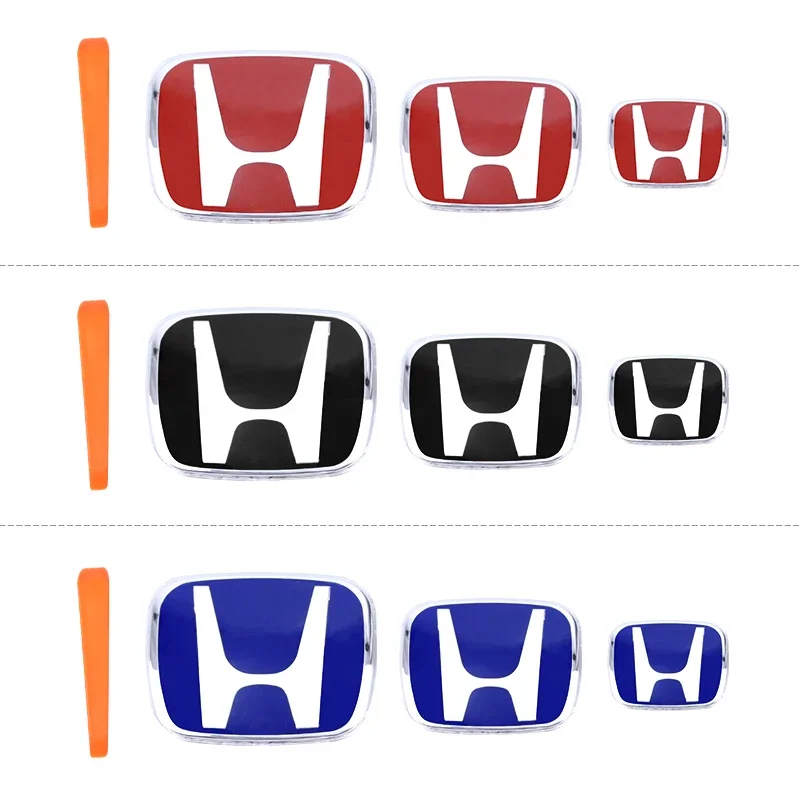 Car Logo Badge Front Grille Trunk Steering Wheel Decoration Accessories For Honda Fit GK5 HRV Vezel Accord Civic Cars Emblem