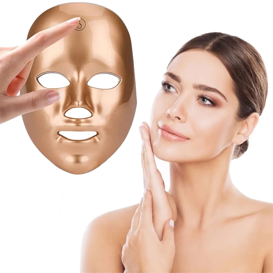 7-Color LED Beauty Mask for Women - USB Rechargeable, Touch Control Facial Care Device with Lithium Battery