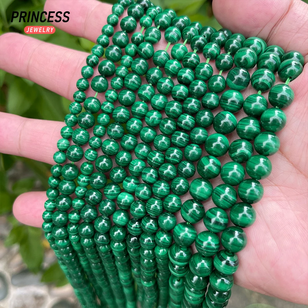 Perles en Malachite 100% Naturelle A +++ de 5, 6 et 8mm, Breloques en Pierre, Accessoires de Bricolage pour Bijoux, Bracelet de Direction, Vente en Gros