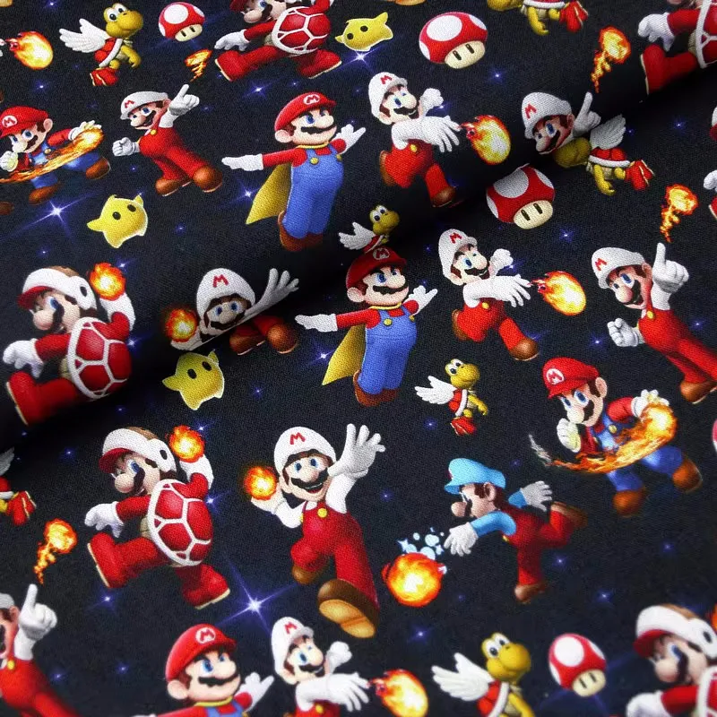 Gioco dei cartoni animati di larghezza 140cm Super Mario Bros. Tessuto 100 cotone per tessuto Patchwork fai da te Tissu abbigliamento per la casa