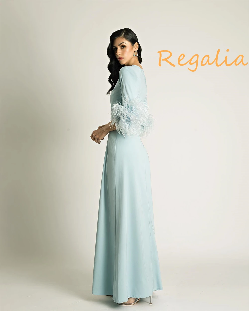 Robes de soirée en Jersey personnalisées, col rond, manches 3/4, robes de soirée formelles, à la mode, pour occasions spéciales