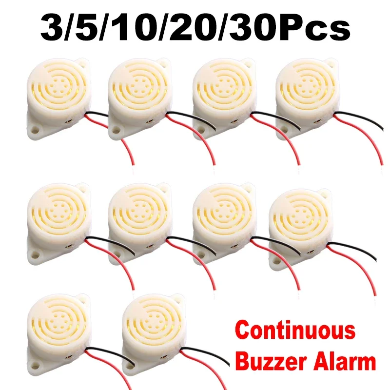 3/5/10/20/30Pcs 95DB Alarm High-decibel 3-24V 12V Electronic Buzzer Beep Alarm Continuous Beep for Arduino Car Van SFM-27-I