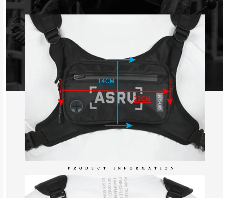 Taktische Brusttasche für Herren, Outdoor-Gym-Weste, reflektierende Sicherheitstasche, wasserdichte Brusttasche, multifunktionale Herren-Handytasche, lässige Sporttasche – Detail 3