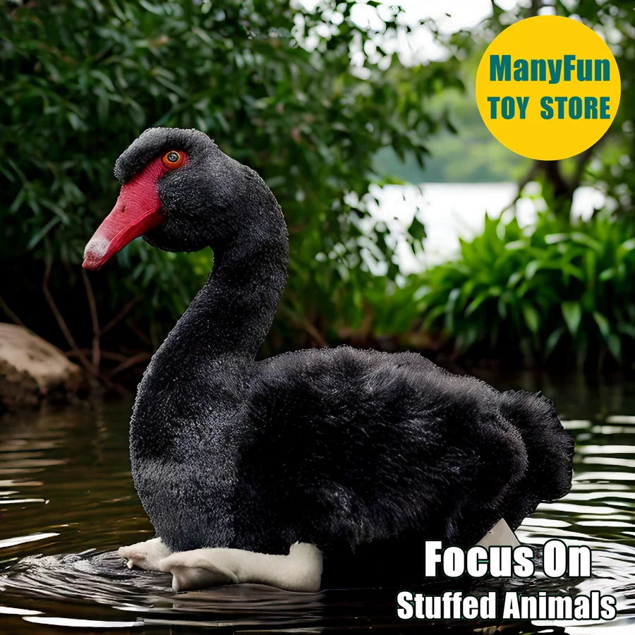 

Realistic Black Swan Plush Toy - Lifelike Mute Swan Stuffed Animal, Cygnus Olor Plushie, Knob Swan Simulation Doll Gift