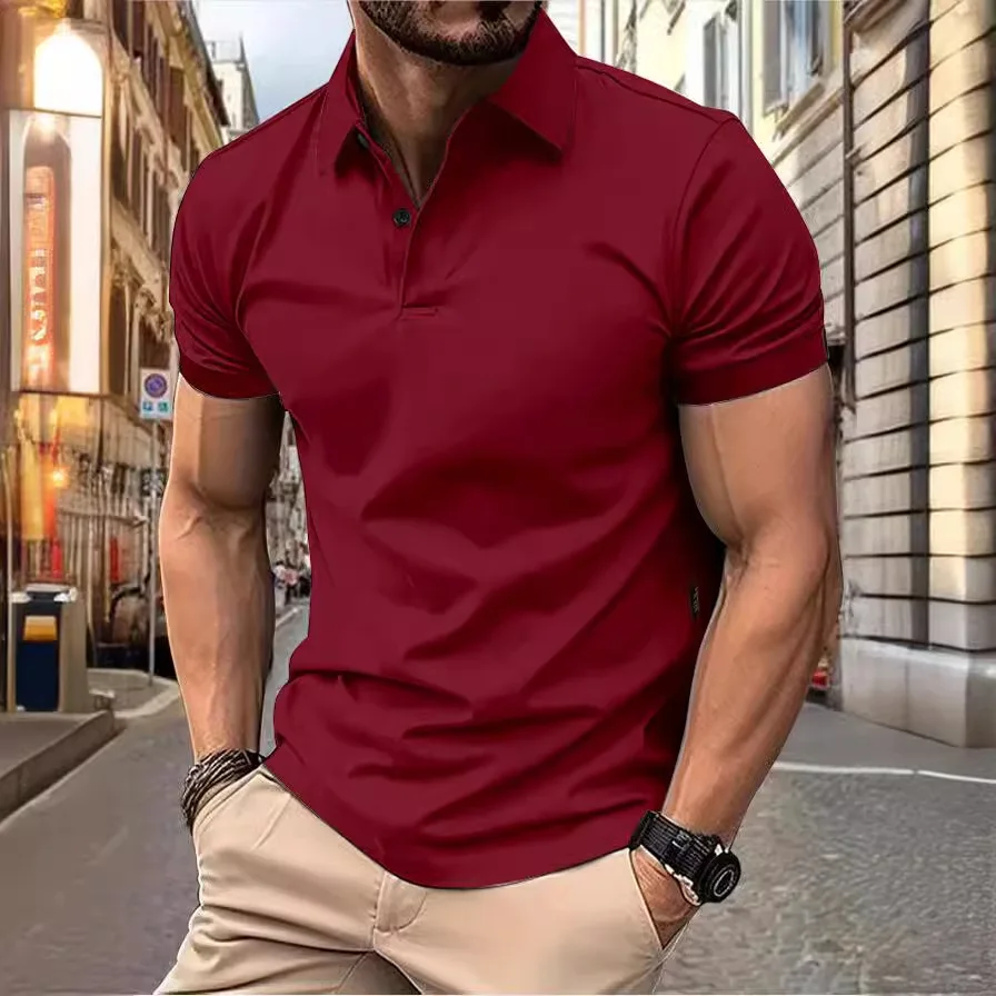 

Мужская приталенная футболка с коротким рукавом, однотонная, модная, летняя, дышащая, из смесового полиэстера и хлопка, подходит для прогулок