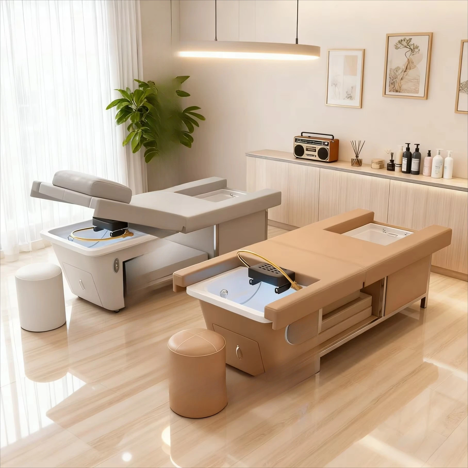Shampoo bed, professional beauty salon, pedicure bowl, laundry chair