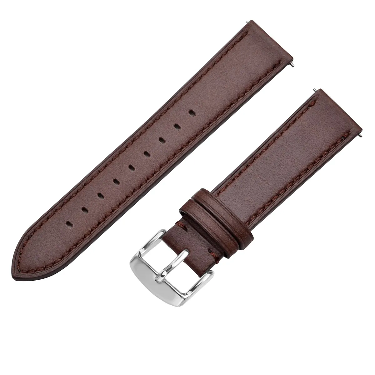 ANNEFIT-Correa de cuero con cera de aceite clásica para hombre y mujer, correa de reloj de liberación rápida, hebilla plateada, 17mm, 18mm, 19mm, 20mm, 21mm, 22mm