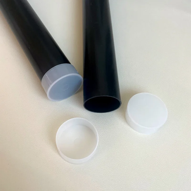 PP Black Plastic Packaging Tube 23.6'' Round Tube With Cap Bottle Container for Item Stored 10pack