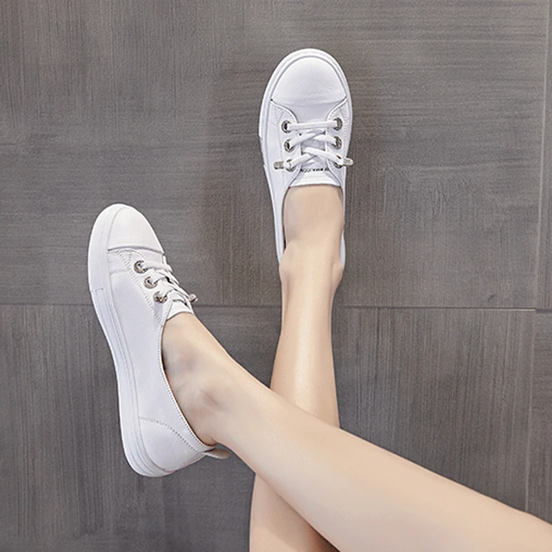 The First Layer of Cowhide Shallow Mouth Female 2023 New Spring and Summer Leather Casual Slip-on Flat Shoes