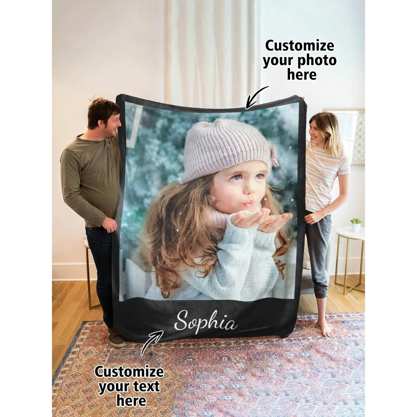 Custom Personalized Blanket Personal Photo Flannel Bed Blanket Birthday Wedding Couple Valentine's Day Holiday Gift Blanket
