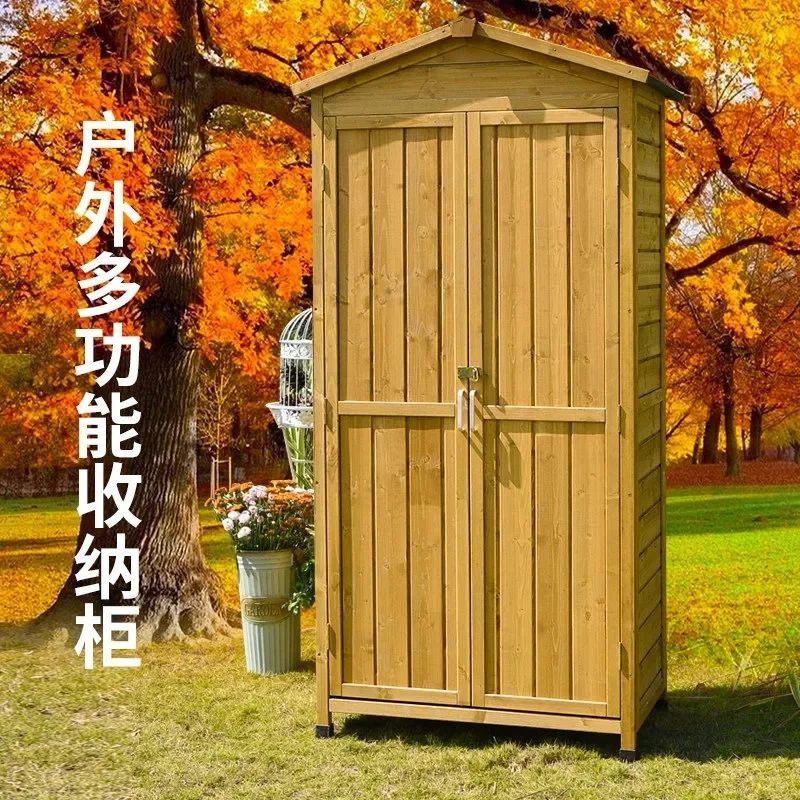 Outdoor Storage Lockers Double Door Tool Organizer for Garden Balcony Villa Courtyard Weatherproof Cabinet