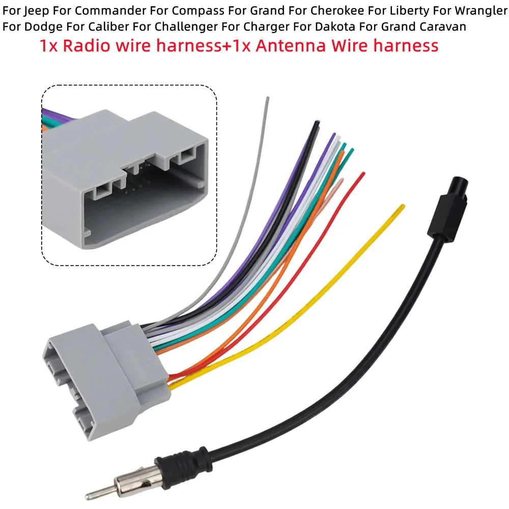 Câble adaptateur radio stéréo de voiture, fil SFP et antenne pour Jeep, Dodge, Commander, Grand, TraffFor Pages, Patr