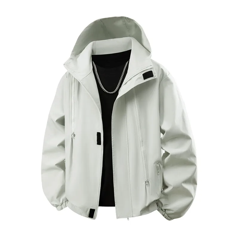 Men's Waterproof Hooded Jacket Lightweight Windbreaker Outdoor Hiking Coat