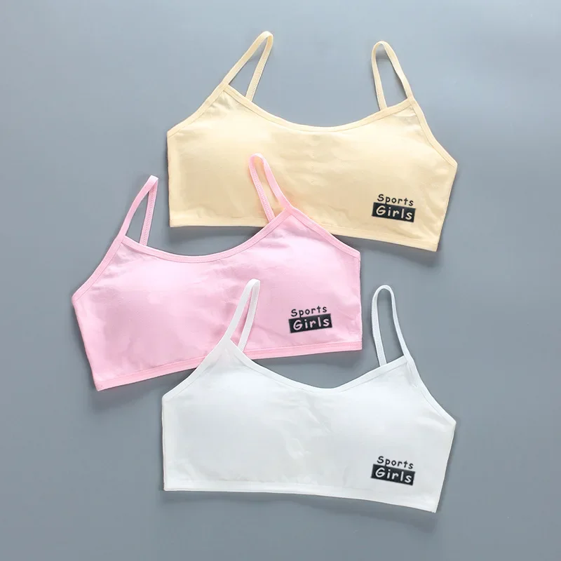 Cute Cartoon Cotton Underwear Teen Girls Training Bras Chest Pad Middle Children Puberty Sports Vest Women Lingerie Tank Top