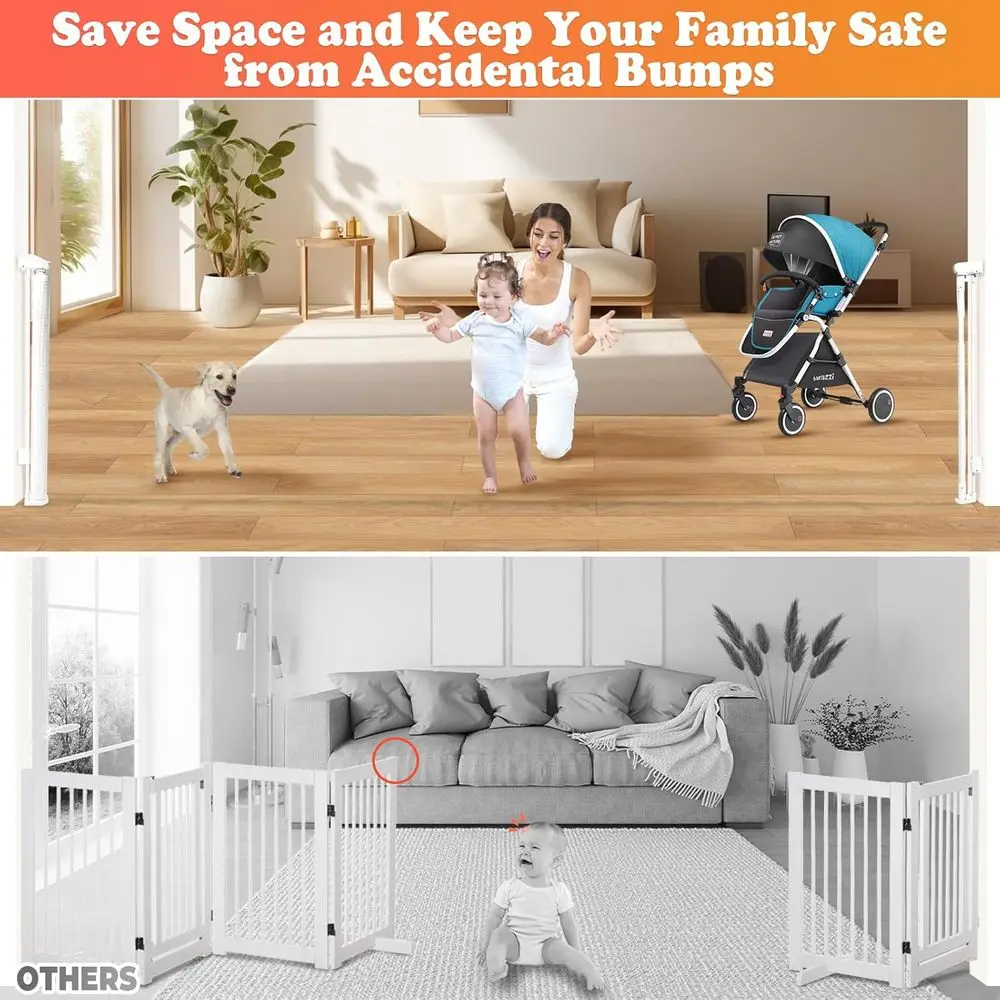 Porte rétractable extra large 236 pour bébé et chien – Barrière de sécurité en maille haute 37 pour grands espaces