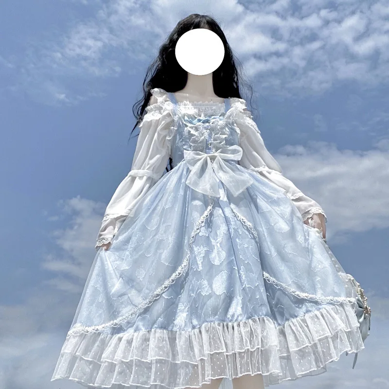 Origineel ontwerp Shell lolita Soft Girl jsk jurk + doorschijnende binnenmatch met lange mouwen