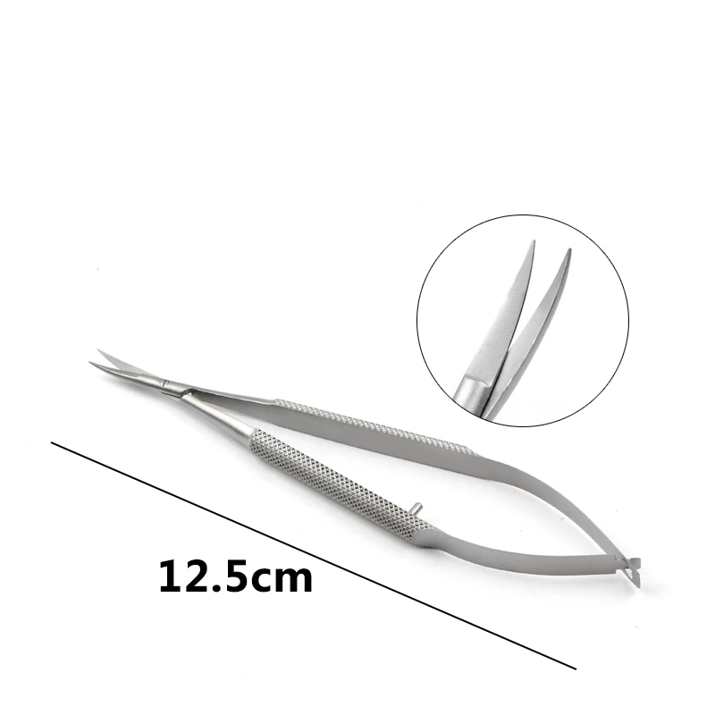 12.5Cm Oogheelkundige Chirurgie Schaar Platte Handvat Eye Micro Schaar Roestvrij Staal/Titanium