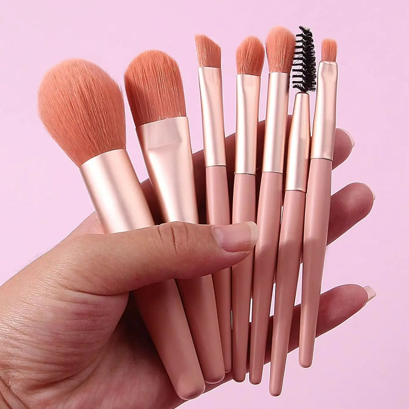 7-Piece Mini Soft and Fluffy Makeup Brush Set, Perfect for Makeup Beginners, Used for Foundation, Blush, and Eyeshadow to Create
