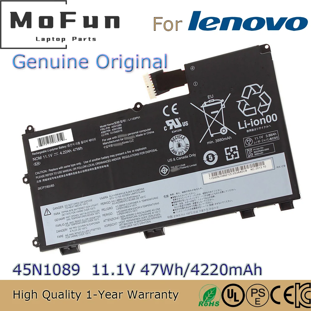 

Brand New Original L11N3P51 11.1V 47Wh Laptop Battery for Lenovo ThinkPad T430U L11S3P51 45N1090 45N1089