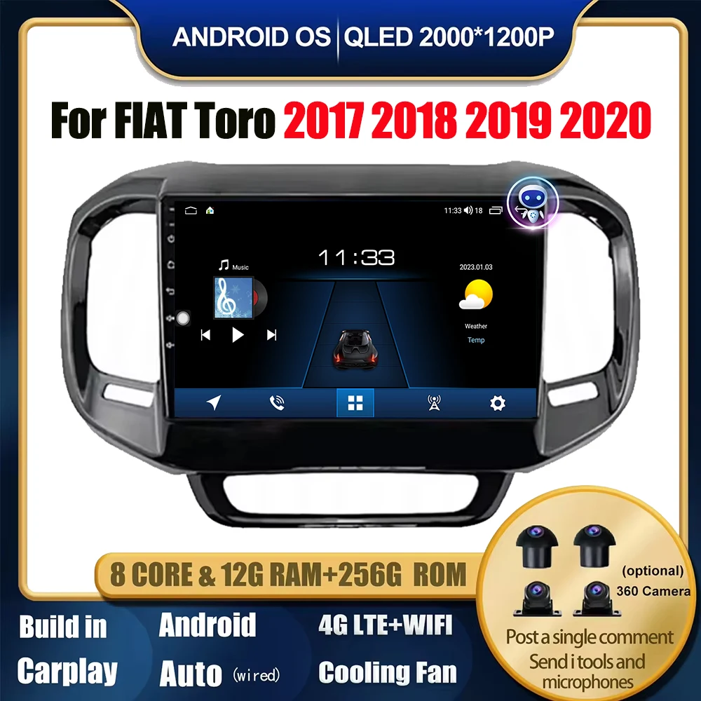 

QLED Screen Car Radio Screen For FIAT Toro 2017-2020 Multimedia Video Player GPS Navigation Android Auto Carplay Tools Bluetooth