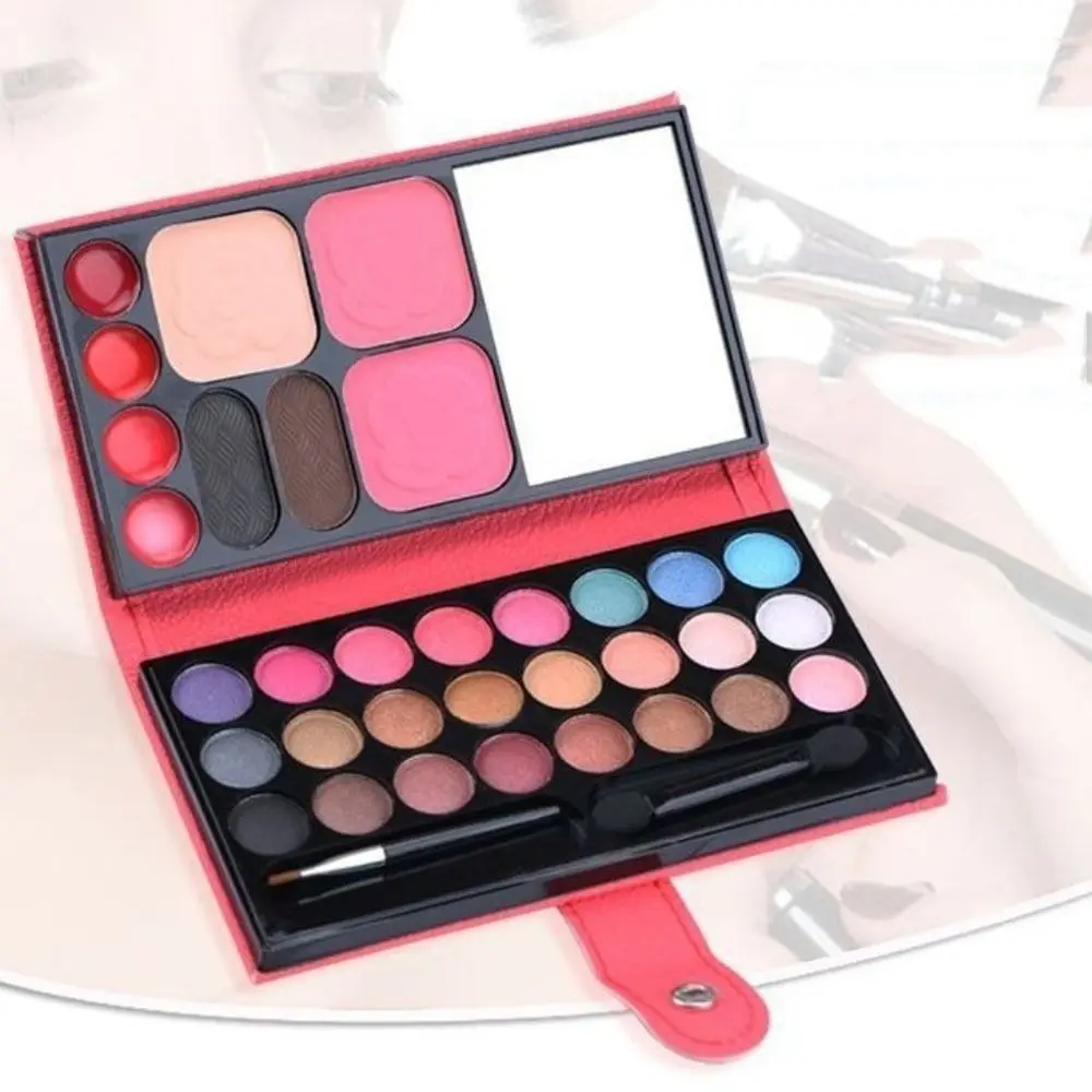 33 Colors Eyeshadow Palette with Mirror Brush Glitter Blusher Cosmetics Palette Bag Professional Lipstick Makeup Dispensing Box