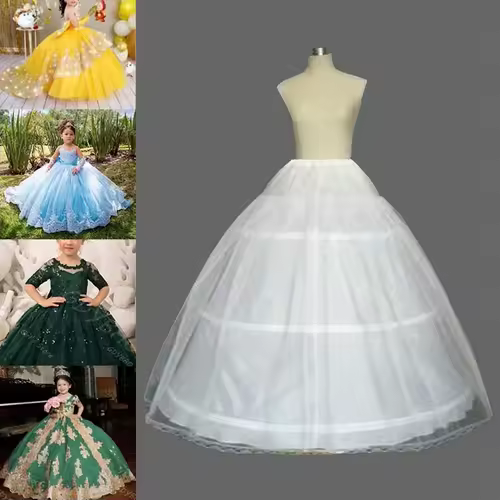 White Petticoats for Children Ball Gown Wedding Flower Girl Dress 2/3 Hoops Crinoline Puffy Kids Slip High Quality Underskirt - Image 3