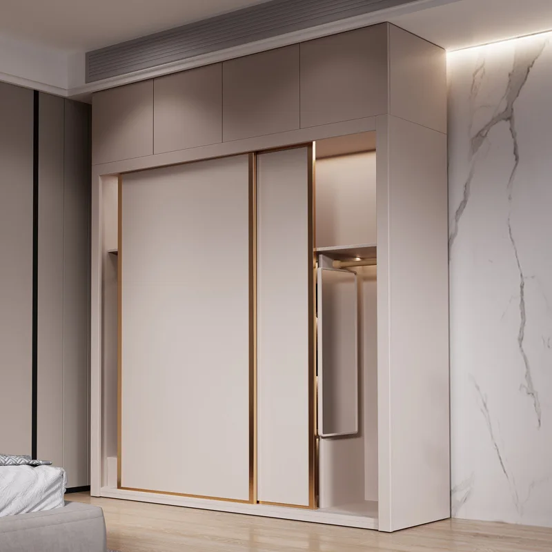 

Simple light luxury sliding door wardrobe home economical bedroom light luxury assembly apartment cabinet