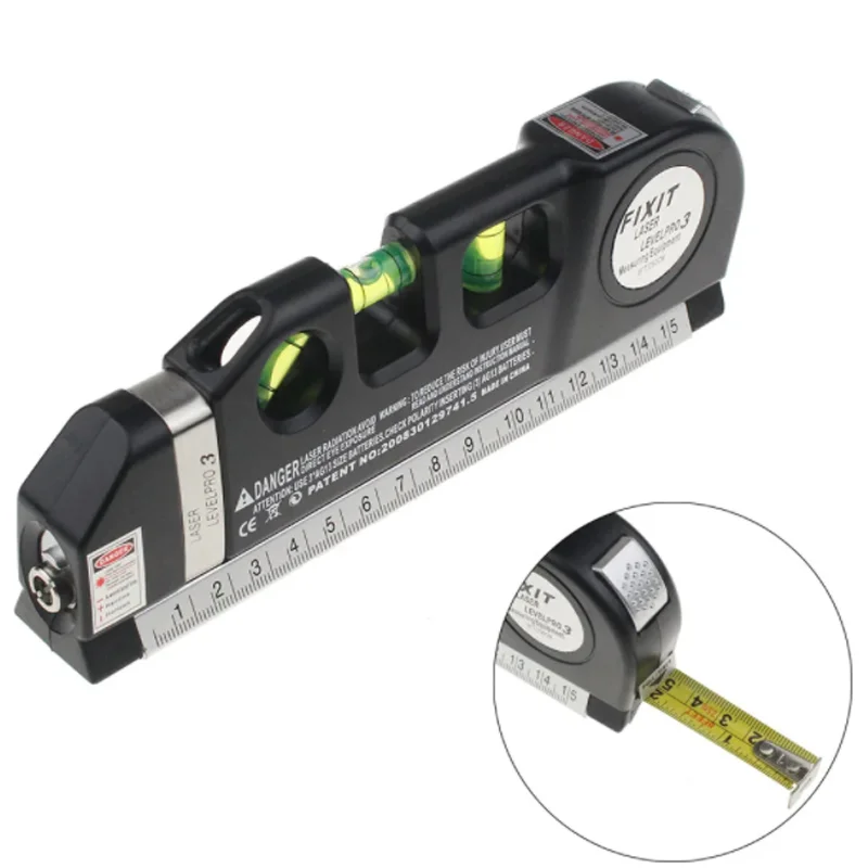 Laser Level Multipurpose Line Laser Leveler Tool, Cross Line Lasers With 8FT 2.5M Standard Measure Tape And Metric Rulers